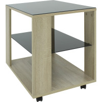 Журнальный стол Мебелик BeautyStyle 5 сонома, стекло черное 7624