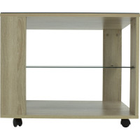 Журнальный стол Мебелик BeautyStyle 5 сонома, стекло черное 7624