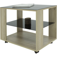 Журнальный стол Мебелик BeautyStyle 5 сонома, стекло черное 7624