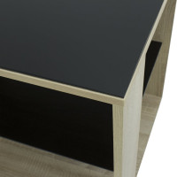 Журнальный стол Мебелик BeautyStyle 5 сонома, стекло черное 7624