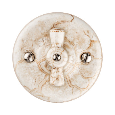 Выключатель TDM ELECTRIC фарфоровый поворотный с ручкой (бантик) 10А мраморный «Болонь» SQ1820-0003