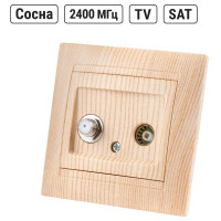 Розетка TDM ELECTRIC TV мама + SAT F-разъем 0-2400МГц сосна Лама SQ1815-0320