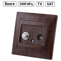 Розетка TDM ELECTRIC TV мама + SAT F-разъем 0-2400МГц венге Лама SQ1815-0420