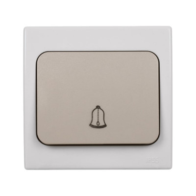 Звонок дверной (кнопка) скрытой установки, серый TDM ELECTRIC IP54 6A серия "Вуокса" SQ1803-0106