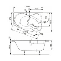 Акриловая ванна VAGNERPLAST MELITE 160x105 Right VPBA163MEL3PX-04