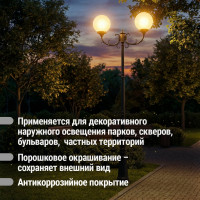Опора парковая TDM ELECTRIC без рассеив. E27, 2x100 Вт, байонет 145 мм, H2005 мм, алюм, черн, IP54, арт. SQ0330-2003