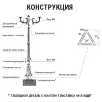 Опора парковая TDM ELECTRIC без рассеив. E27, 2x100 Вт, байонет 145 мм, H2005 мм, алюм, черн, IP54, арт. SQ0330-2003