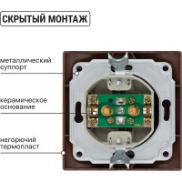 Телевизионная розетка TDM ELECTRIC простая, 0-2400МГц, мама, ЭКО, бук, Таймыр SQ1814-0322