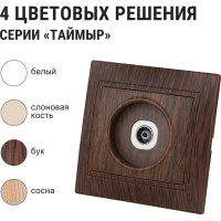 Телевизионная розетка TDM ELECTRIC простая, 0-2400МГц, мама, ЭКО, бук, Таймыр SQ1814-0322