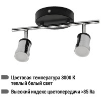 Спот TDM ELECTRIC LED СНС 2х5Вт, 3000 K, 230 В, 50 Гц, IP44, Костус, черный/хром SQ0358-0229