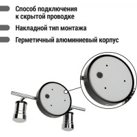 Спот TDM ELECTRIC LED СНС 2х5Вт, 3000 K, 230 В, 50 Гц, IP44, Костус, черный/хром SQ0358-0229