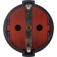 Розетка штепсельная рифленая с заземлением 16А 250B чёрная TDM ELECTRIC SQ1806-0212