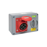 Розетка с блокировкой и выключателем EKF 1414 3Р+РЕ 16А 380В IP44 ps-1414-16-380