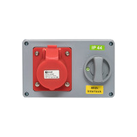 Розетка с блокировкой и выключателем EKF 1414 3Р+РЕ 16А 380В IP44 ps-1414-16-380