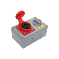 Розетка с блокировкой и выключателем EKF 1414 3Р+РЕ 16А 380В IP44 ps-1414-16-380