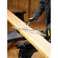 Ножовка по дереву Denzel, 450 мм, 9 TPI, зуб 3D, металлопластиковая рукоятка 24140