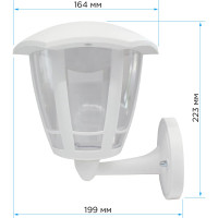 Садово-парковый светильник Apeyron светодиодный, настенный вверх, 8Вт, 6-ти гранный, 720Лм, 6500К, 11-189