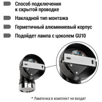 Спот TDM ELECTRIC СНС 50 Вт, GU10, 230В, 50 Гц, IP44, Юкка, черный/хром SQ0358-0220