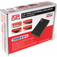 Внешний корпус AgeStar USB 3.0 2.5" SATA, пластик, черный 3UB2P3C (BLACK)