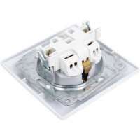 Розетка Intro Solo с заземлением 2P+E Schuko с крышкой, 16А-250В, IP20, СУ, перламутр, Б0053662