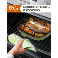 Чугунная эмалированная сковорода - гриль для стейков BOYSCOUT 24x24 см 61592
