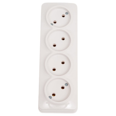 4-ая розетка IEK РС24-2-ХБ без з/к о/у 10А GLORY белый ERH40-K01-10