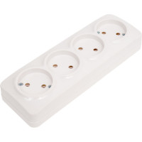 4-ая розетка IEK РС24-2-ХБ без з/к о/у 10А GLORY белый ERH40-K01-10