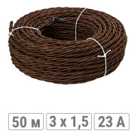 Ретро провод TDM ELECTRIC "Эко" 3x1,5 витой ГОСТ коричневый 50м SQ2801-0123