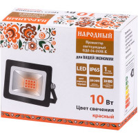 Светодиодный прожектор TDM ELECTRIC СДО-04-010Н-К красный свет 10 Вт, IP65, черный, Народный SQ0336-0220