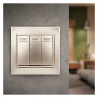 Выключатель Intro Plano 1-106-04 тройной, 10А-250В, IP20, СУ, шампань, Б0053793