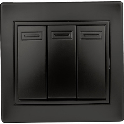 Выключатель Intro Plano 1-106-05 тройной, 10А-250В, IP20, СУ, антрацит, Б0053795