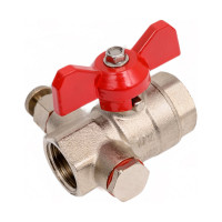 Шаровой Кран DOUBLE-LIN латунный резьбовой, бабочка, с дренажем ВР/ВР 1/2" LL1066 (1/2")