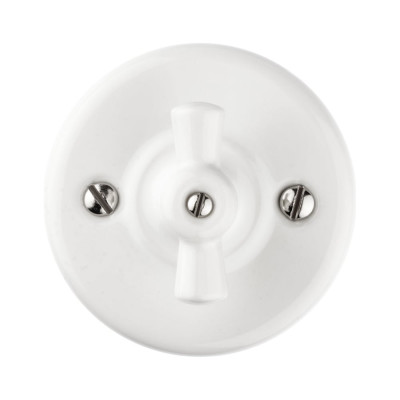 Поворотный фарфоровый выключатель TDM ELECTRIC с ручкой бантик 10А белый «Болонь» SQ1820-0001