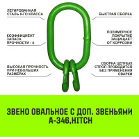 Овальное звено с дополнительными звеньями HITCH A-346, Т8 класс, 11.2 т SZ071393