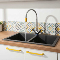 Смеситель для кухни FASHUN жёлтый/хром - гайка. гиб излив, силумин A43127-9