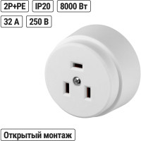 Розетка для электроплиты РШ 32А 250В 2Р+РЕ ОУ белая TDM ELECTRIC SQ1812-0005