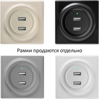 Двойная USB розетка с подсветкой OneKeyElectro, цвет бежевый 2260090