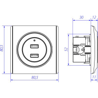 Двойная USB розетка с подсветкой OneKeyElectro, цвет бежевый 2260090