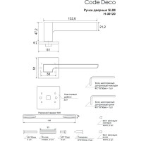 Дверные ручки Code Deco Slim H-30120-A-BLM/W 31635