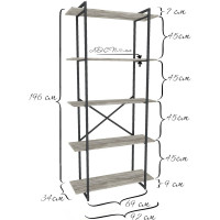 Стеллаж Металл-Завод GUTTA 196x92x34x5 патина/черный GS19692354P2