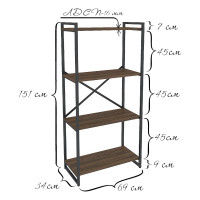Стеллаж Металл-Завод GUTTA 151x69x34x4 коричневый/черный GS15169344B2