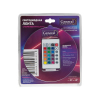 Лента светодиодная General Lighting Systems GLS-5050-30-7.2-12-IP20-PRO-RGB-5-KIT, 3 метра с адаптером и RGB-контроллером, 7,2Вт/м, 12В, 10мм, IP20, красный, зеленый, синий 503622