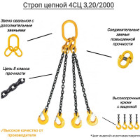 Цепной четырехветвевой строп КанТраст  4СЦ 3,2/2000 4STS3202000