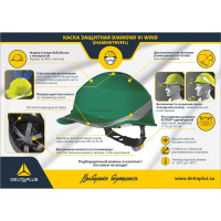 Защитная строительная каска Delta Plus DIAMOND VI WIND из ABC с вентиляцией зеленого цвета DIAM6WTRVEFL