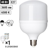 Светодиодная лампа TDM ELECTRIC T-40 Вт-230 В-6500 К–E27 114x183 мм НАРОДНАЯ SQ0340-1645