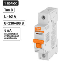 Автоматический выключатель TDM ELECTRIC ВА47-125 1Р 80А 15кА х-ка С SQ0223-0016