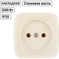 Розетка TDM ELECTRIC слоновая кость 2П открытой установки IP20 10А, серия "Дача" Народная SQ1824-0020