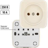 Розетка TDM ELECTRIC слоновая кость 2П открытой установки IP20 10А, серия "Дача" Народная SQ1824-0020