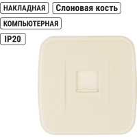 Розетка компьютерная TDM ELECTRIC слоновая кость (RJ-45) открытой установки IP20, серия "Дача" Народная SQ1824-0024