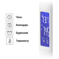 Светильник настольный светодиодный-часы СНЧ-1, 5 Вт, календарь, термометр, 2800-5500 К, сенсор-диммер, USB, белый TDM ELECTRIC SQ0337-0098